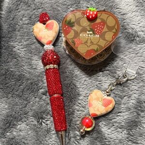 Strawberry Heart 3 piece accessory Set.